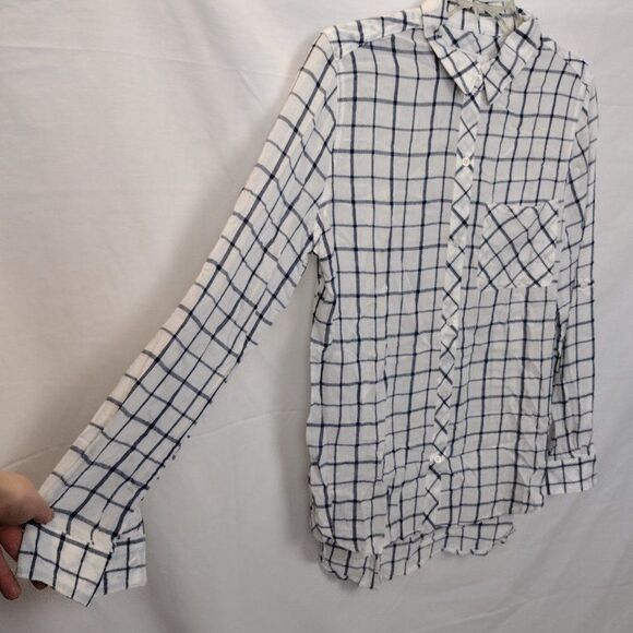 Kenneth Cole Reaction Plaid Button Down White/Blue/Navy Shirt Size Small - Picture 5 of 16
